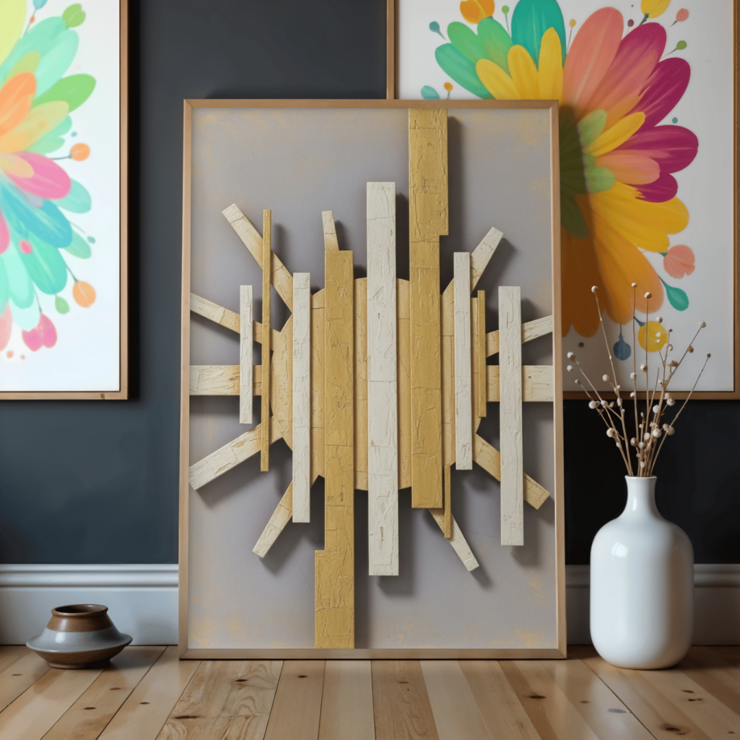 Architectural Sunburst Relief – Modern Abstract Wall Art Print