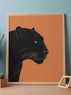 Black Panther Silhouette Sunset Modern Wall Art Print