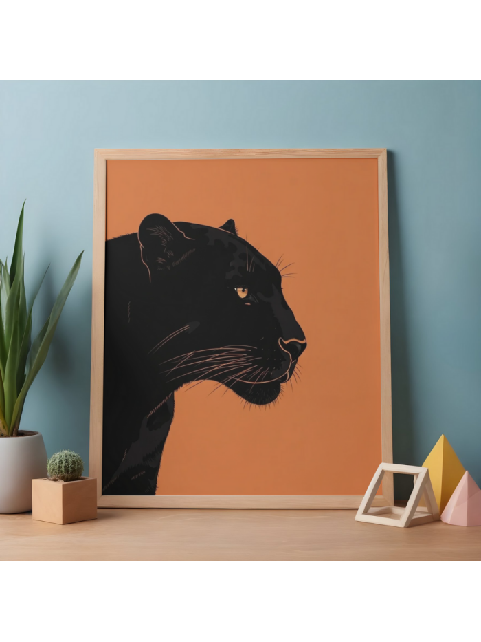 Black Panther Silhouette Sunset Modern Wall Art Print