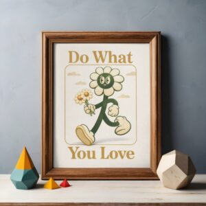 Do What You Love Retro Flower Character Wall Art Print