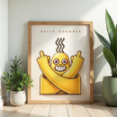 Hello Goodbye Banana Character Pop Art Wall Print