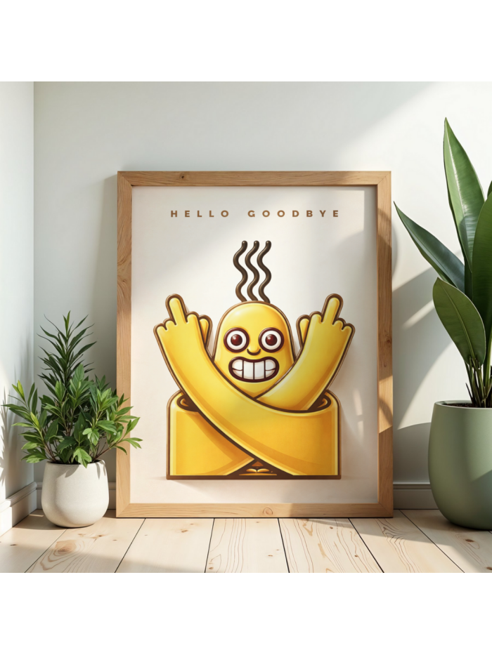 Hello Goodbye Banana Character Pop Art Wall Print