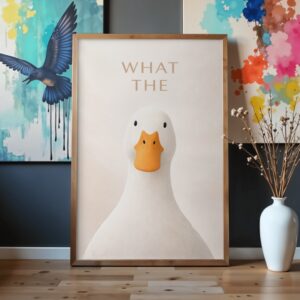 What the Duck Minimalist Wall Art Print – Modern Humor Animal Poster