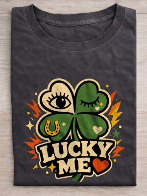 Lucky Me Clover – Cute Four Leaf Charm Unisex T-Shirt (100% Cotton) – Premium Graphic Tee