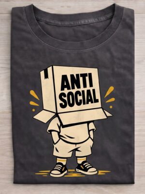 Anti Social Cardboard Box Sarcastic Humor Unisex Graphic Tee