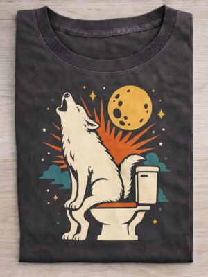 Howling Wolf Toilet Humor Sarcastic Gift Unisex Graphic Tee