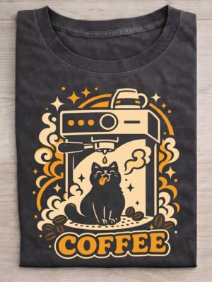 Cat Barista Espresso Lover Cute Humor Unisex Graphic Tee