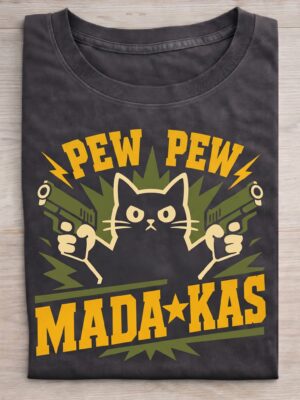 Pew Pew Funny Chaos Cat Cute Humor Gift Unisex Graphic Tee
