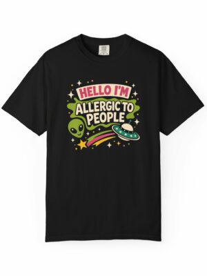 Allergic To People Badge Funny Graphic Tee