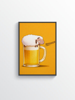 Beer Sheep Wall Art Print | Funny Beer Humor Illustration