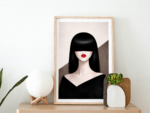 Blindfolded Woman Wall Art Print | Modern Fashion Portrait Illustration