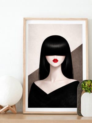 Blindfolded Woman Wall Art Print | Modern Fashion Portrait Illustration