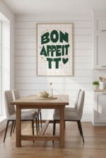 Bon Appétit Wall Art Print – Cute Food Typography Poster, Playful Kitchen Decor, Cozy Dining Room Illustration