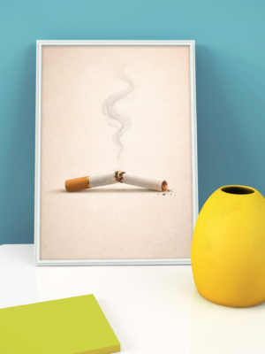 Broken Cigarette Wall Art Print – Minimal Anti-Smoking Illustration
