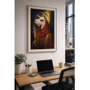 Mystical Llama Wall Art Print – Sacred Animal Portrait with Golden Halo, Dark Fantasy Surreal Illustration, Dramatic Statement Decor