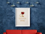 Cats and Wine Make Everything Fine Wall Art Print – Minimalist Humor Illustration
