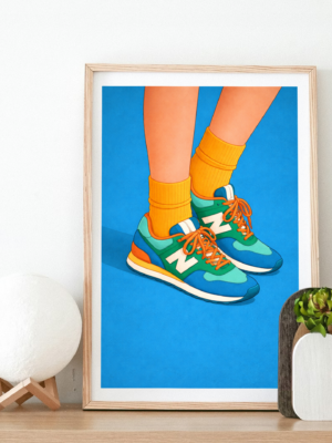 Colorful Sneakers Wall Art Print – Playful Fashion Illustration, Modern Lifestyle Decor