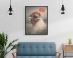 Cool Rooster Wall Art Print – Surreal Animal Portrait, Modern Humor Decor
