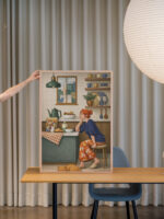 Cozy Morning Kitchen Wall Art Print – Woman at Breakfast Illustration, Warm Home Scene, Calm Everyday Life Decor