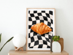 Croissant Optical Illusion Wall Art Print – Modern Food Illustration, Graphic Kitchen Decor