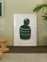 Cute Alien Wall Art Print – “I Believe in Me” Illustration, Wholesome Motivation Art, Minimalist Positive Home Decor