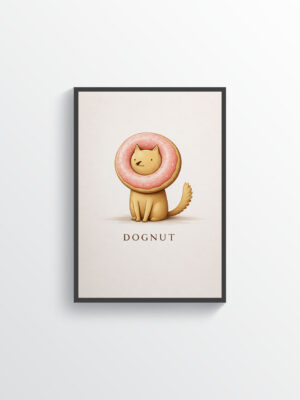 Dognut Wall Art Print – Cute Dog Illustration with Donut Collar