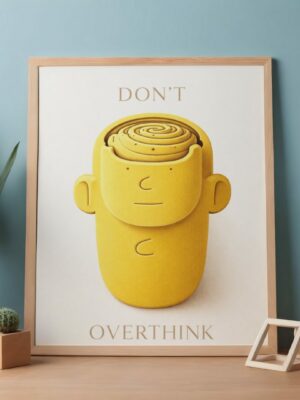 Don’t Overthink Wall Art Print – Minimalist Motivational Illustration, Modern Calm Decor