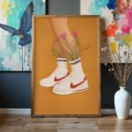 Floral Sneakers Wall Art Print – Surreal Fashion Illustration, Artistic Modern Decor