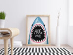 Hug Me Shark Wall Art Print – Cute Funny Animal Illustration