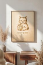 No Ice Please – Minimal Cat Humor Art Print