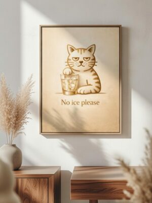 No Ice Please – Minimal Cat Humor Art Print