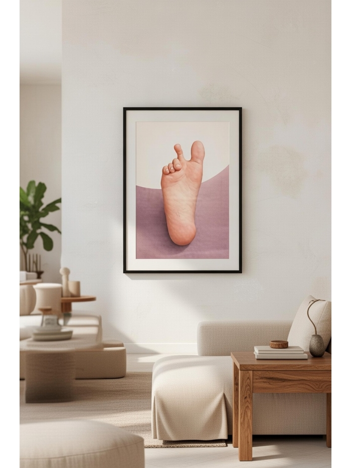 Minimalist Surreal Foot Illustration Wall Art Print – Contemporary Conceptual Modern Artwork