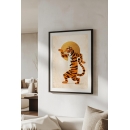 Dancing Tiger Sun Art Print – Playful Modern Animal Illustration