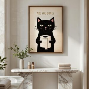 Are You Done Cat Art Print – Funny Minimalist Cat Illustration