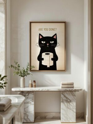 Are You Done Cat Art Print – Funny Minimalist Cat Illustration