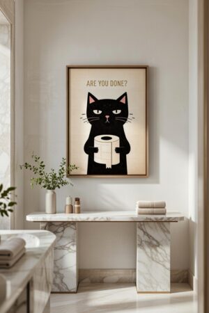 Are You Done Cat Art Print – Funny Minimalist Cat Illustration