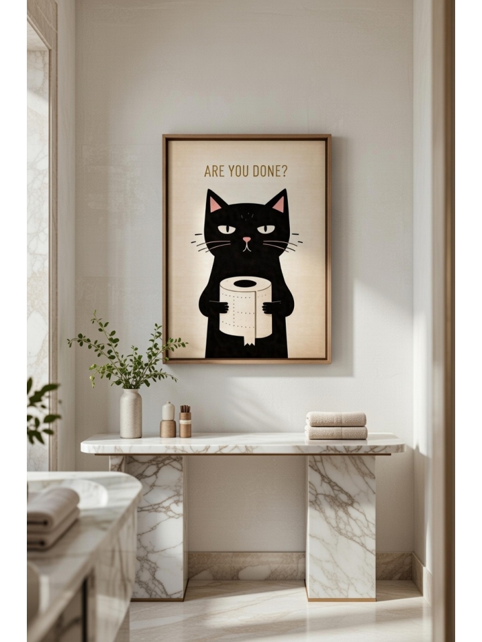 Are You Done Cat Art Print – Funny Minimalist Cat Illustration