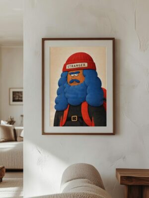 Stranger Character Art Print – Bold Cartoon Portrait Illustration
