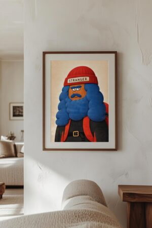 Stranger Character Art Print – Bold Cartoon Portrait Illustration