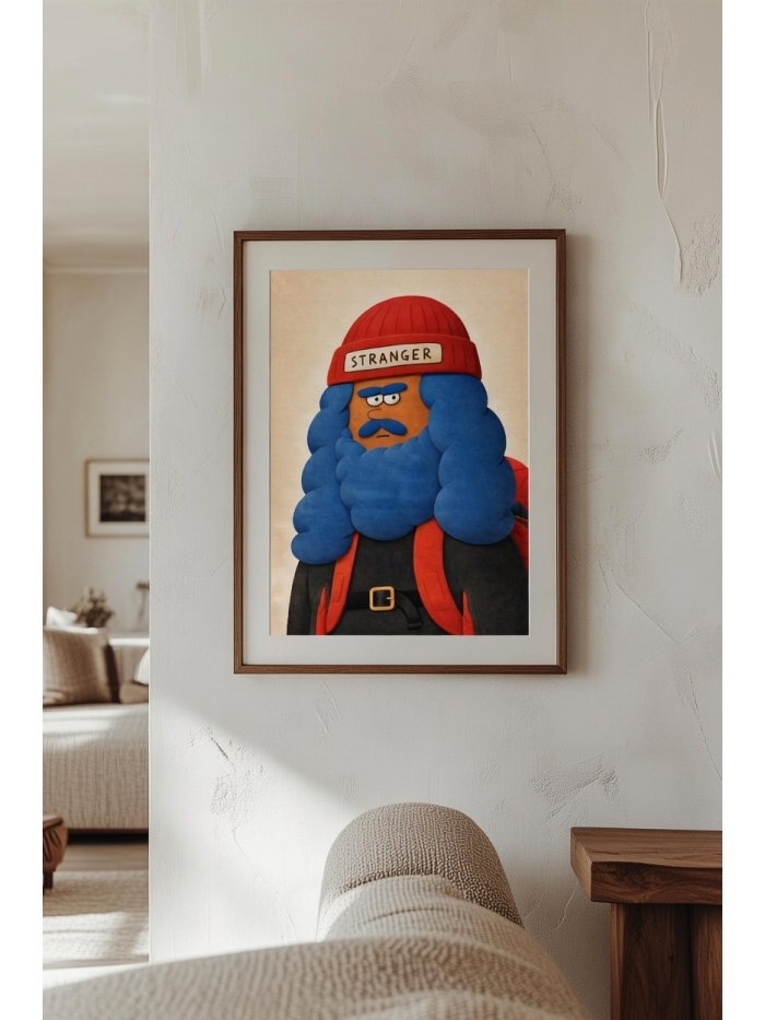 Stranger Character Art Print – Bold Cartoon Portrait Illustration