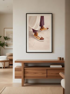 Colorful Retro Sneakers Wall Art Print – Playful Fashion Illustration