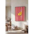 Minimal Lemon Slice Pop Art Wall Print – Red Stripe Modern Kitchen Artwork