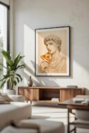 Classical Appetite – Surreal Pizza Statue Art Print