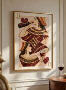 Queen of Indulgence Playing Card Art Print – Vintage Wine Illustration