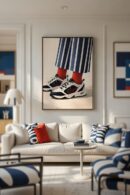Bold Sneakers & Red Socks Wall Art Print – Street Style Fashion Illustration