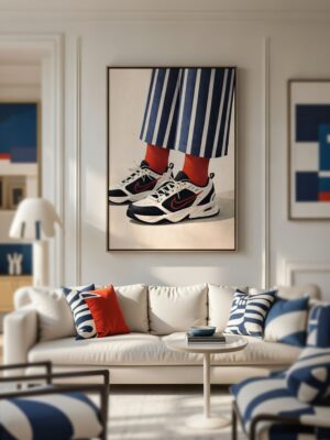 Bold Sneakers & Red Socks Wall Art Print – Street Style Fashion Illustration