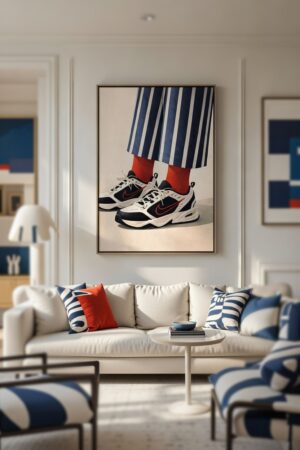 Bold Sneakers & Red Socks Wall Art Print – Street Style Fashion Illustration