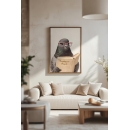 Intellectual Pigeon – Funny Animal Illustration Wall Art Print