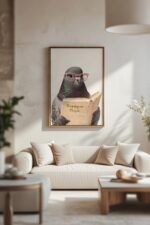 Intellectual Pigeon – Funny Animal Illustration Wall Art Print