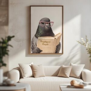 Intellectual Pigeon – Funny Animal Illustration Wall Art Print